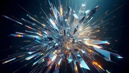 Fototapeta premium Floating Glass Shards Prismatic Reflection Background
