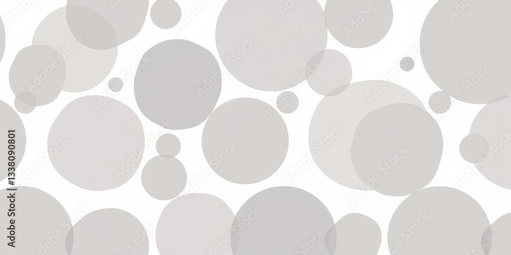 Poster abstract geometric seamless pattern of overlapping circles in varying sizes and shades of grey on wh