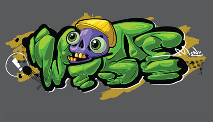 WISE A bold and edgy graffiti-style vector artwork featuring a streetwear-inspired character. The hand-drawn details, vibrant color palette, and modern urban aesthetic make it perfect for T-shirt