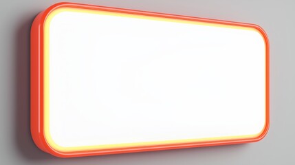 Orange illuminated sign with a blank rectangle.