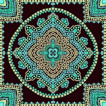 Dot mandala on black background 