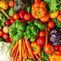 various fresh healthy vegetables background, created by generative ai