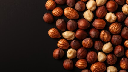 Fototapeta premium Assorted nuts on a dark background