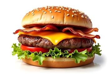 Juicy mouth-watering hamburger with cheese and bacon