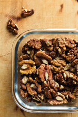Shelled walnuts.