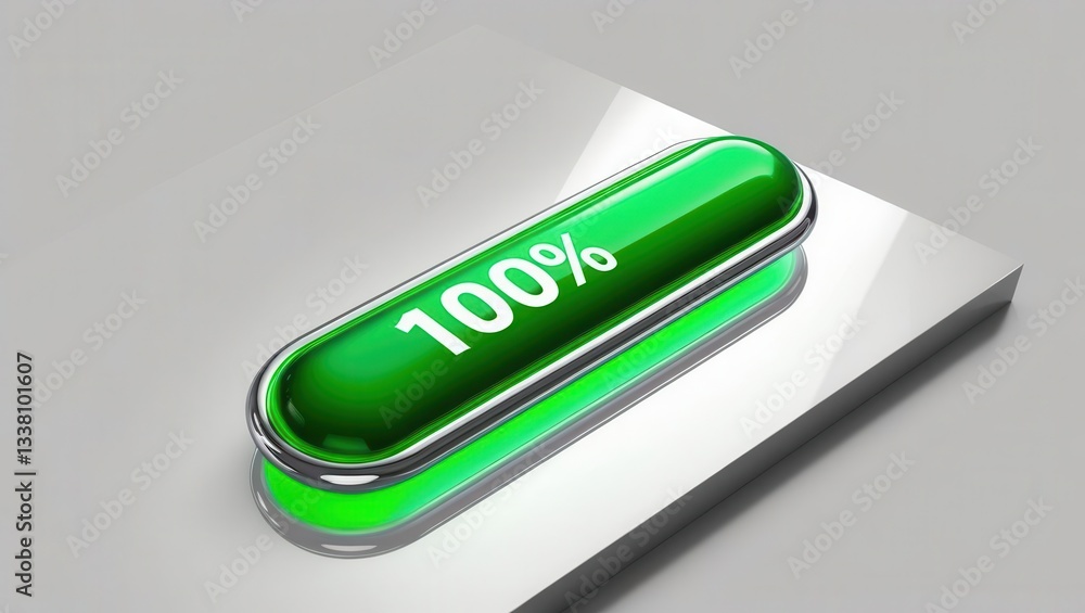 Poster green button indicating full completion at 100% status level.