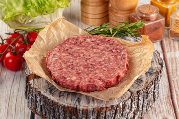 Raw beef cutlet for burger