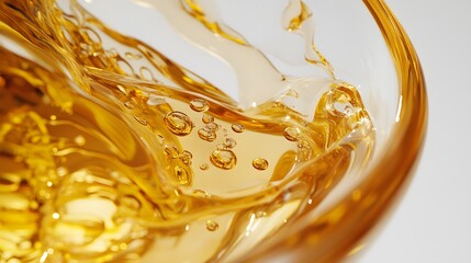 Golden Liquid Swirling In Glass Bowl