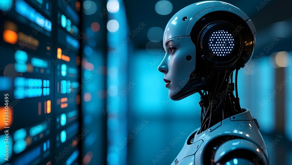Poster sleek digital efficiency: robotic process automation with ai bots in action