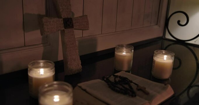 cross boble candle spritual ambient