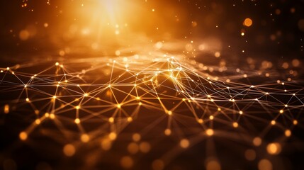 Abstract glowing dots lines on a dark brown background, for networking and digital connections design background 