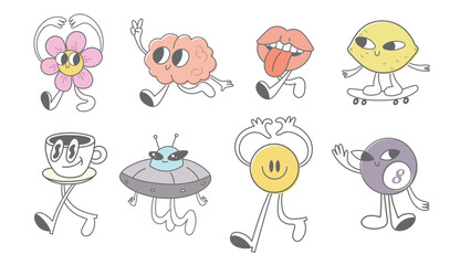 Funny groovy character creator, mascot parts, whimsical character design