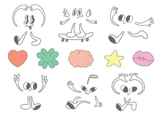Funny groovy character creator, mascot parts, whimsical character design