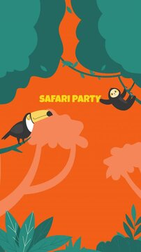 Safari party with wild animals photocall template
