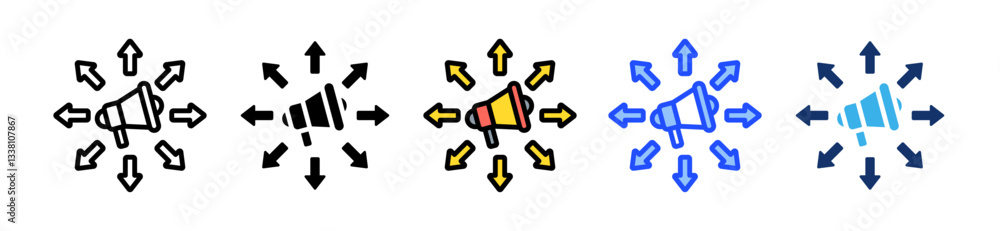 Poster marketing icon set with multiple style collection