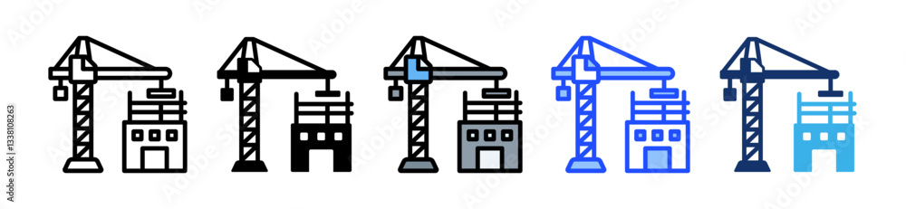 Poster construction icon set with multiple style collection