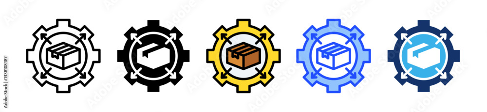 Poster product development icon set with multiple style collection