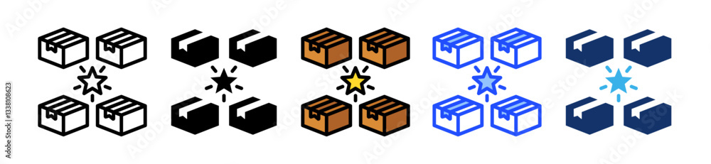 Poster product differentiation icon set with multiple style collection