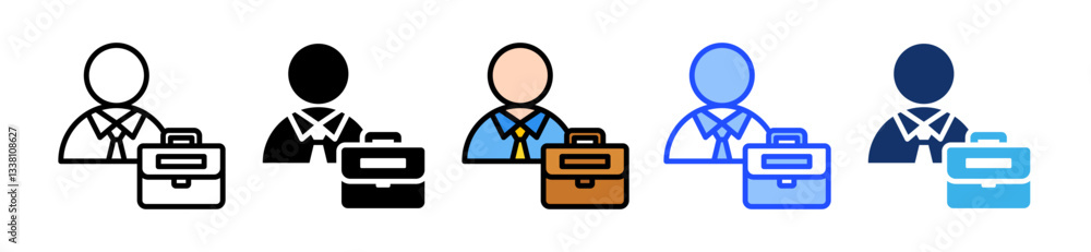 Poster businessman icon set with multiple style collection