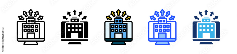 Poster business expansion icon set with multiple style collection