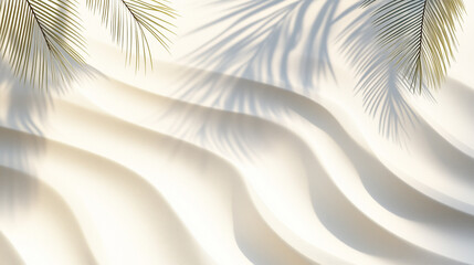 palm tree leaf and shadow with white background