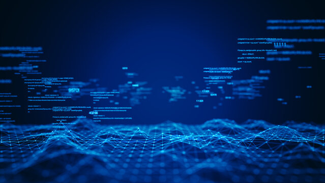 Cybersecurity digital information technology concept. Technology Digital Big Data Connection Abstract blue futuristic background. 3D rendering.