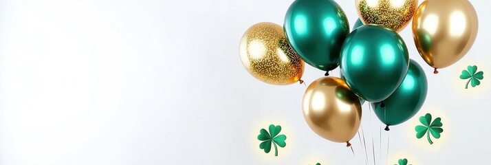 Assorted Gold And Green Balloons With Clover Motif
