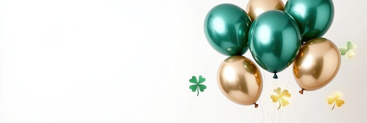 Cluster Of Shiny Green And Gold Festive Balloons.