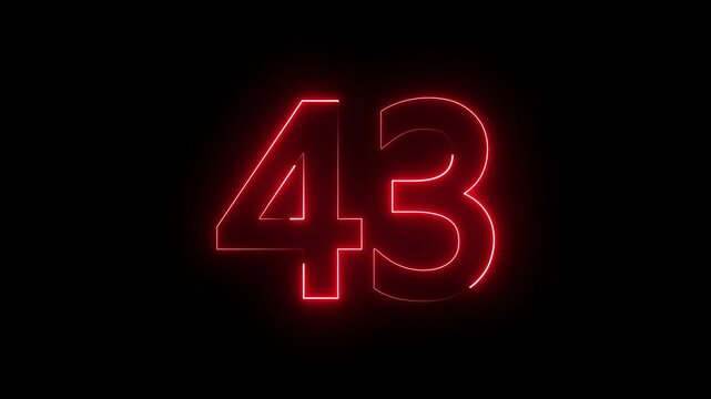 A striking neon 43 text icon glows with bright, electric colors, smoothly animating with a pulsating effect, creating a bold, modern, and dynamic visual impact.