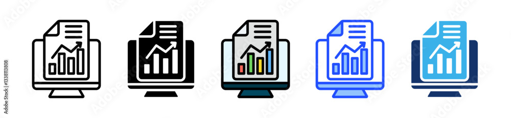 Poster business report icon set with multiple style collection