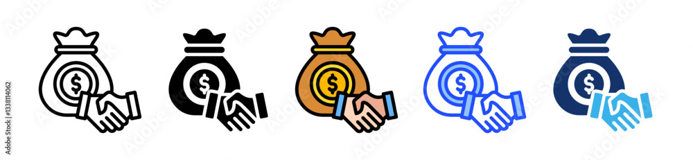 Poster deal icon set with multiple style collection