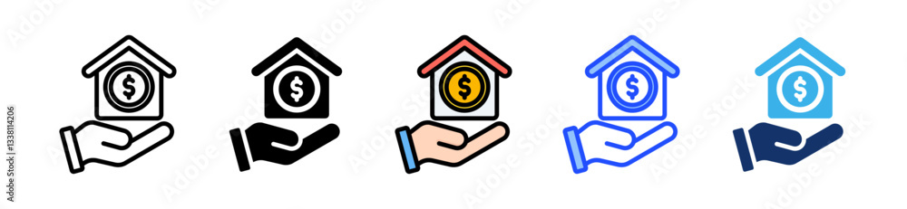 Poster mortgage icon set with multiple style collection