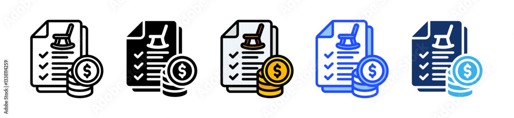 Poster retirement planning icon set with multiple style collection