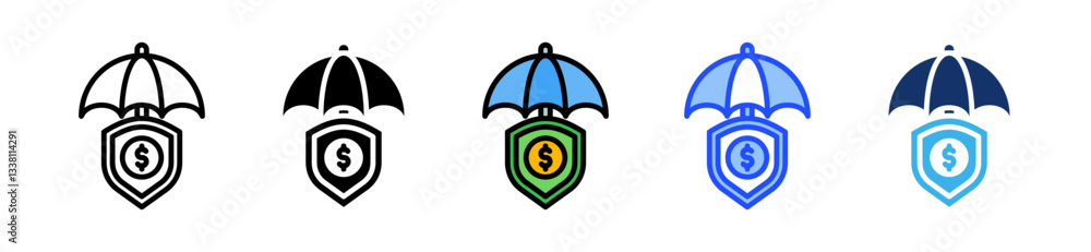 Poster insurance icon set with multiple style collection