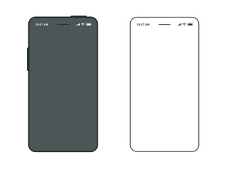 Cell phone mockup frame line stroke outline simple icon vector blank screen for showing mobile app ui interface set, smartphone cellphone template mock up with status bar, cellular telephone empty