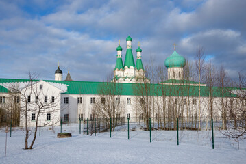 At the walls of the ancient Alexander-Svirsky monastery. Leningrad region, Russia