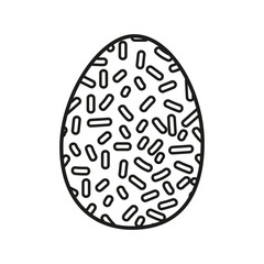 Decorative egg covered in colorful sprinkles on a plain white background during a festive celebration