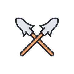 Ancient spear colored icons, minimalist vector illustration ,simple transparent graphic element .Isolated on white background