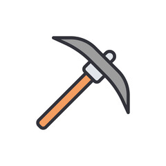 Pickaxe colored icons, minimalist vector illustration ,simple transparent graphic element .Isolated on white background