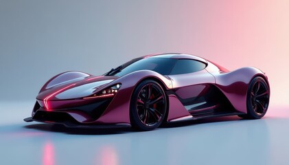 Sleek, low-slung sports car; futuristic design , automotive, headlights