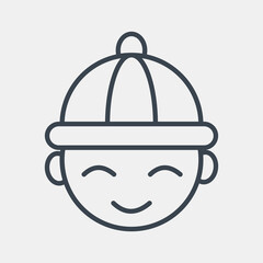 Icon chinese boy. Chinese New Year celebration elements. Icons in line style. Good for prints, posters, logo, party decoration, greeting card, etc.