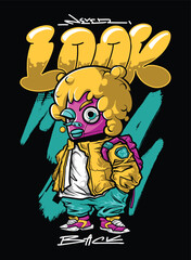 Never Look Back a motivational design graphic wih graffiti urban hip-hop style