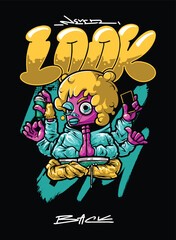 Never Look Back a motivational design graphic wih graffiti urban hip-hop style