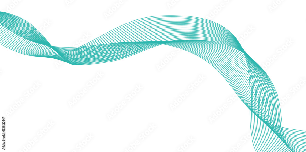 Poster abstract vector background with green wavy lines. green wave background. design element for technolo