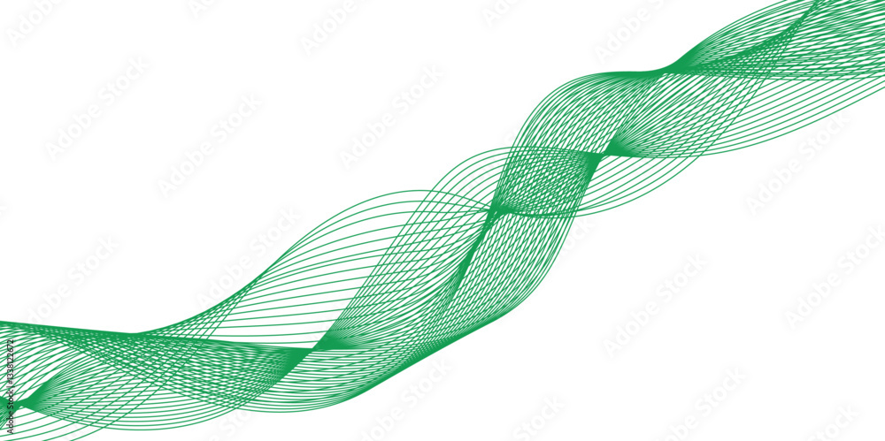 Fototapete abstract wavy green stream element for design on transparent background isolated. green lines vector