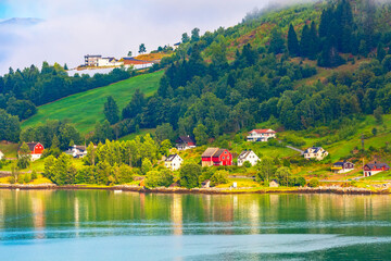 Norway fjord village landscape