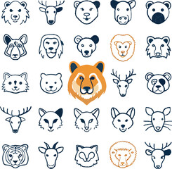 Set of  animals. Linear icon collection. Editable stroke. Vector illustration.