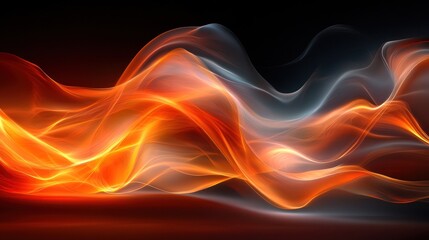 Obraz premium Abstract Fire and Smoke Waves: Fiery Digital Art