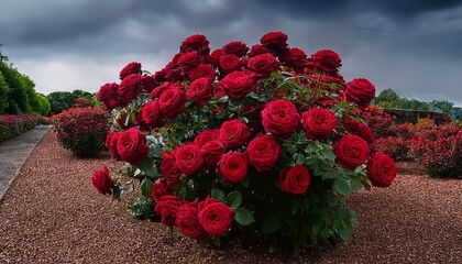 Lady Ryder of Warsaw rich crimson red roses - modern british shrub by Harkness- 84189