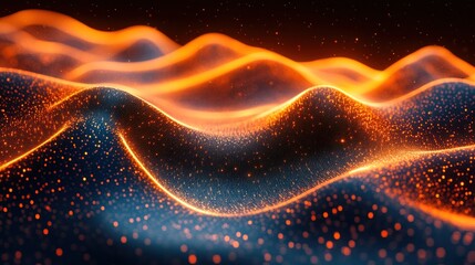 Obraz premium Abstract Orange and Blue Glowing Particle Waves